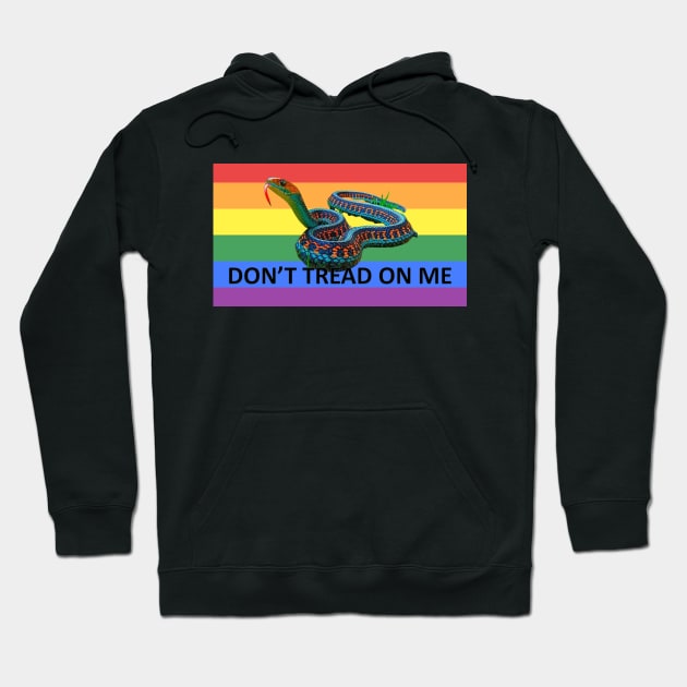 Gay Pride LGBTQ Rainbow Snake Don't Tread on Me black letters Hoodie by Battlefoxx Living Earth